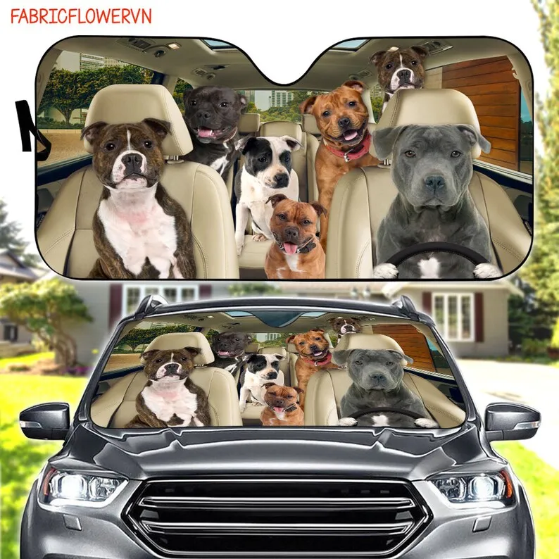 

Staffordshire Bull Terrier Car Sunshade, Dog Car Decoration, Dog Windshield, Dog Lovers Gift, Dog Car Sunshade, Gift For Mom, Gi