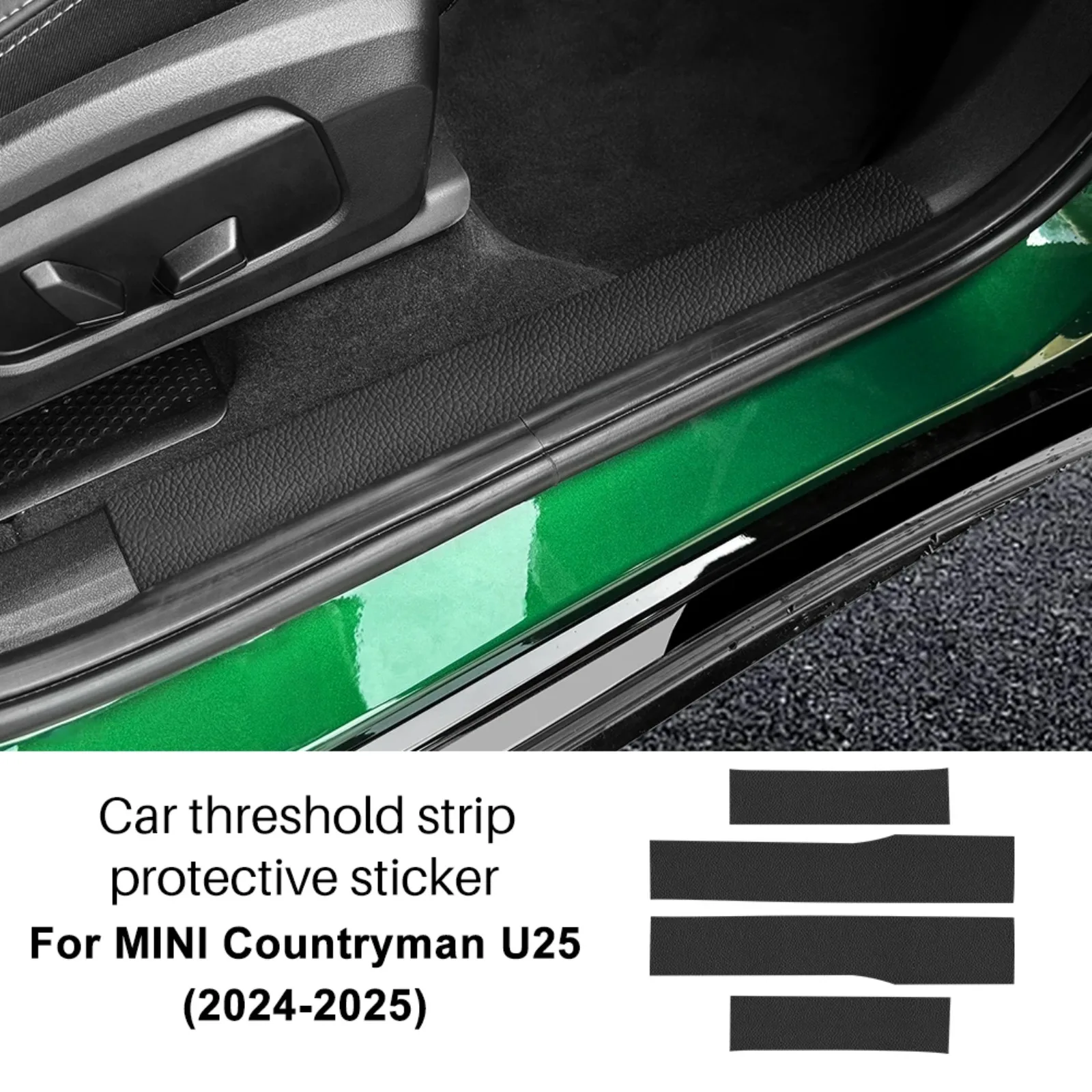 For Mini U25 2024-2025 Wear Resistant Leather Door Sill Stickers Anti Scratch Dirt Proof Foot Step Interior Protector Accessorie