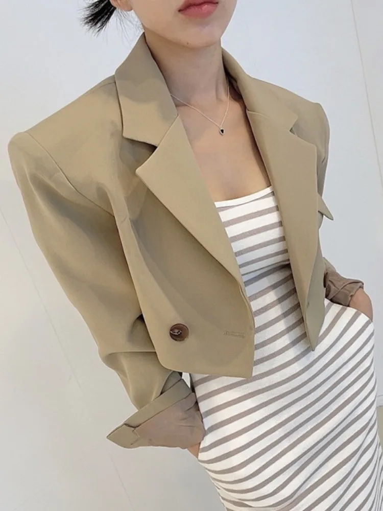 

Two-Button Chic Loose Fit ort Suit Jaet for Women Faionable Open-Slit Svel Versatile Korean Sle Casual Wear