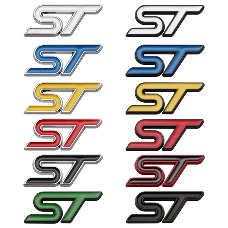 3D Metal ST Logo Badge Decal Car Steering Wheel Emblem For Ford Focus MK2 MK3.5 MK4 Kuga Puma Fiesta ST Sticker Accessories