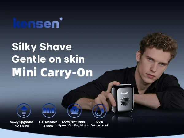 KENSEN S26 Electric Shaver for Men 4D Floating Blades Foil Shavers Waterproof 8000RPM Beard Trimmer Portable Mini Electric Razor