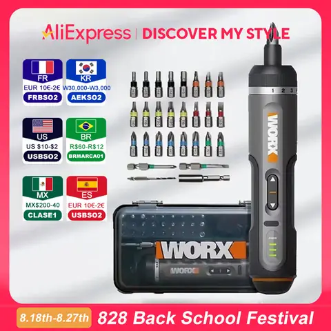 WORX WX242 미니 전기 스크루 드라이버 세트 30 비트 세트 파워 드릴 도구로 충전식 스마트 무선 전기 스크류 드라이버