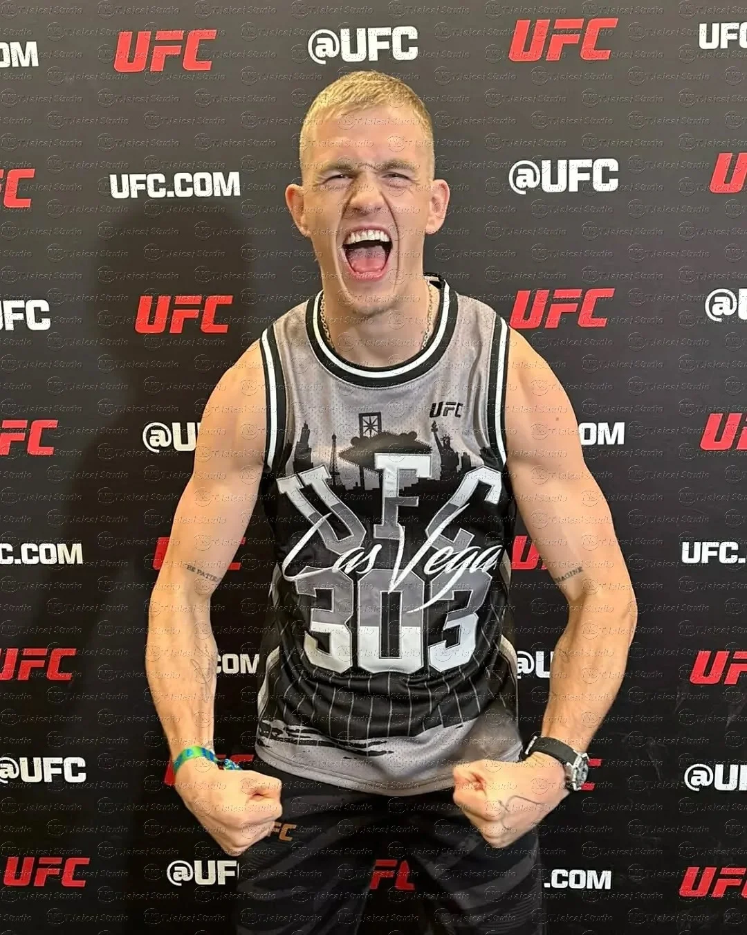 

Men's Grey Quick Dry Basketball Jersey UFC 2024 International Fight Week Sportswear Fitness Exercise Top Beauty Vest