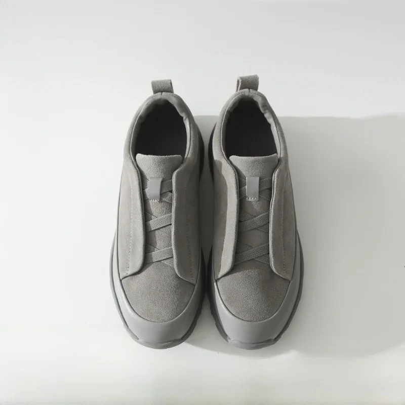 High-End Fashion Casual Shoes for Men Breathable Top Layer Cowhide Shock Absorption Versatile Comfortable All-Season Rubber Sole