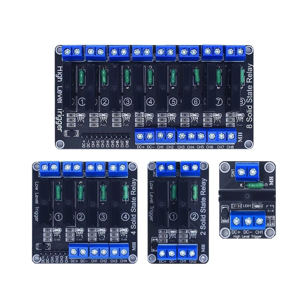 EQV 1 2 4 8 Channel 5V 12V 24V DC Relay Module Solid State High Level SSR AVR DSP G3MB-202P Relay 250V 2 for Arduino