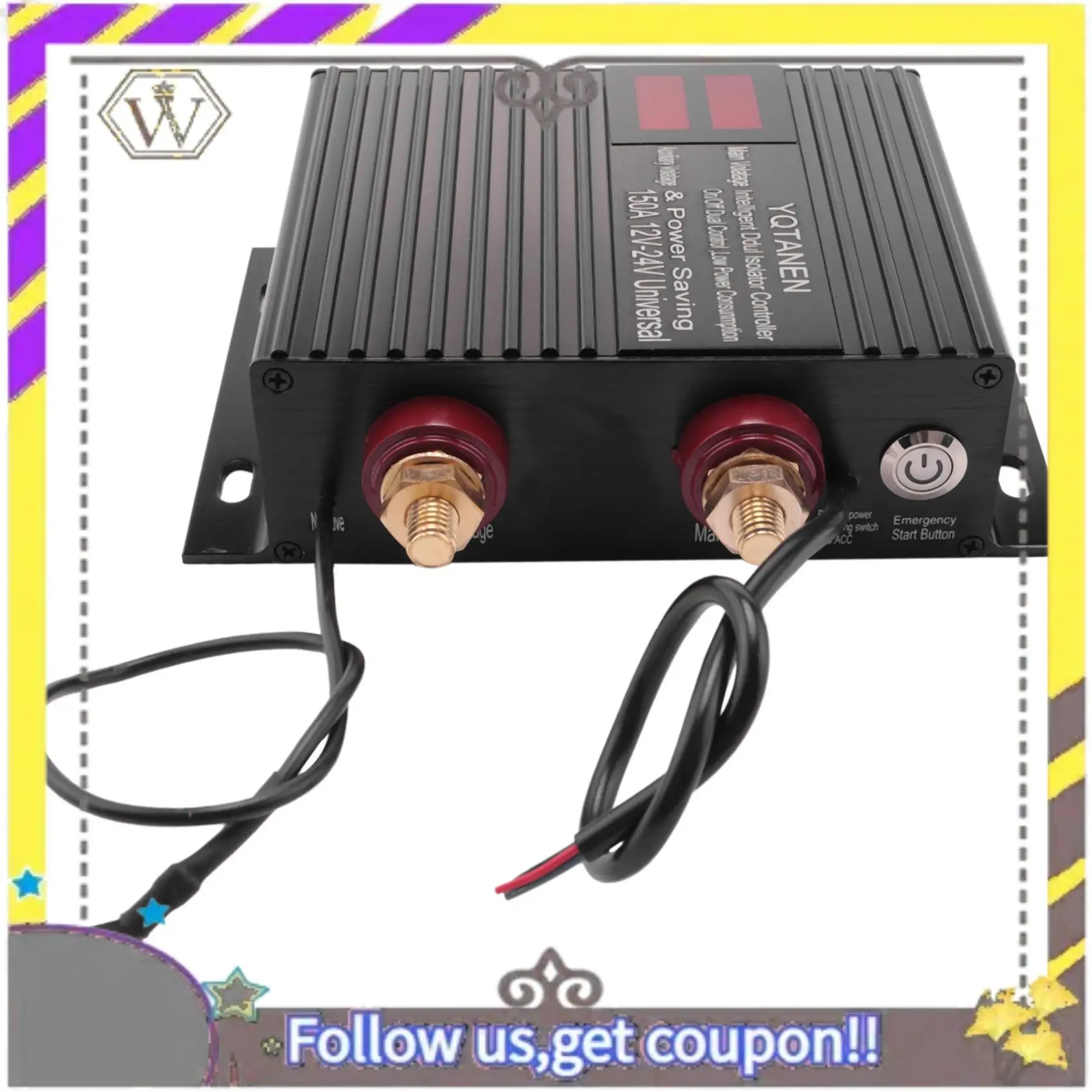 

ABXV-150 Amp Dual Battery Smart Isolator Universal 12V/24V Voltage Sensitive Relay For ATV, UTV, RV, Truck