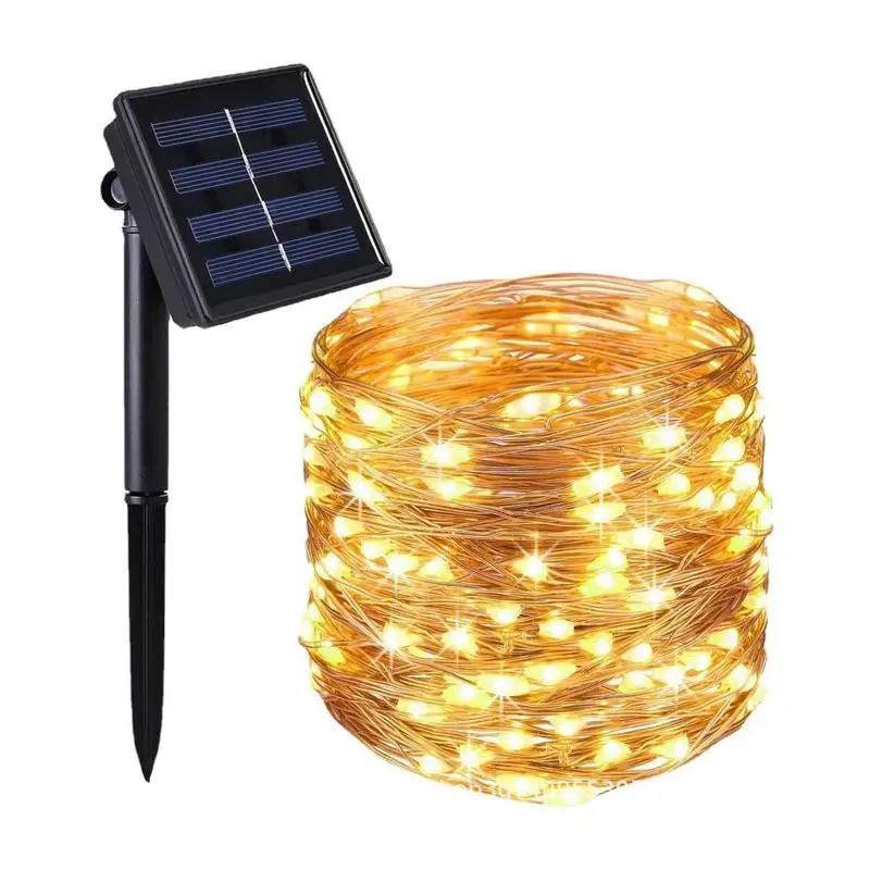 Solar Powered Copper Wire String Lights Outdoor Waterproof Fairy Lights 8 Modes Outdoor Solar Warm White String Lights