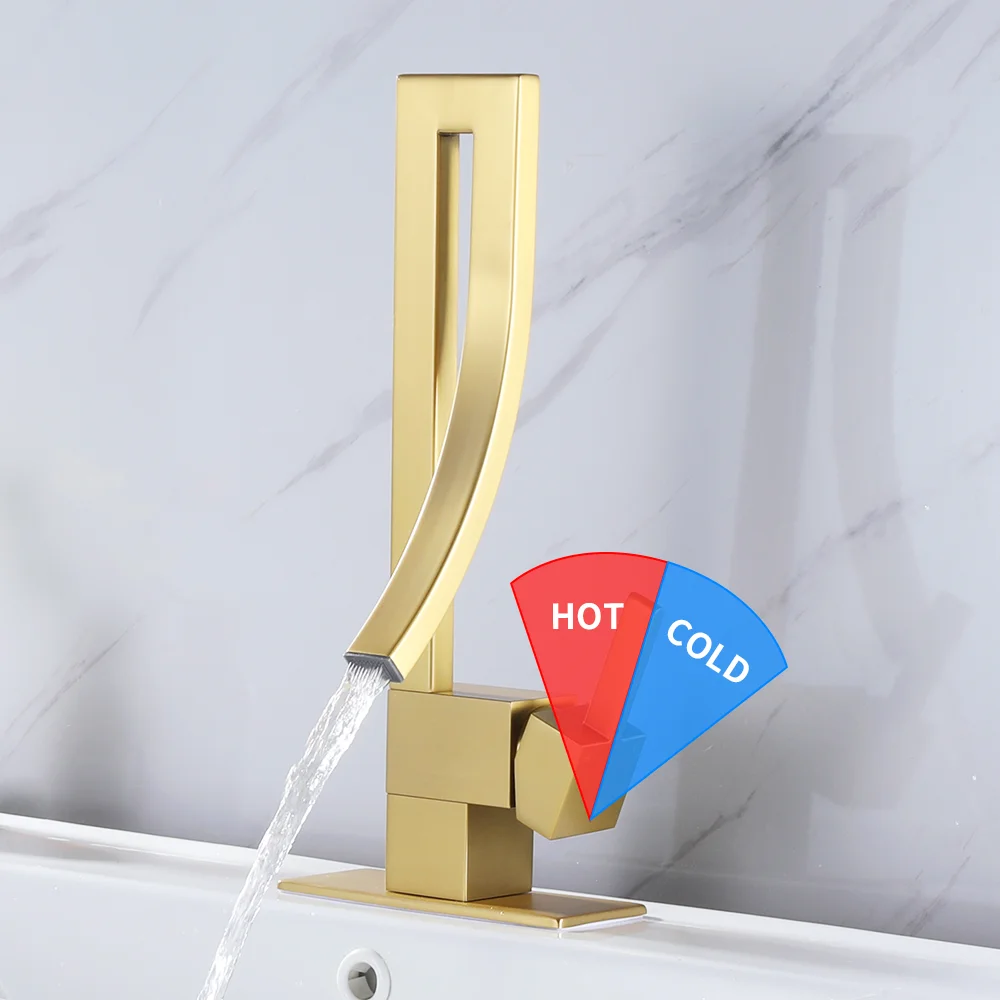 

Manufacturer Stainless Steel Smart Counter Top Basin Faucet Golden Bathroom Faucet Modern For Apartment