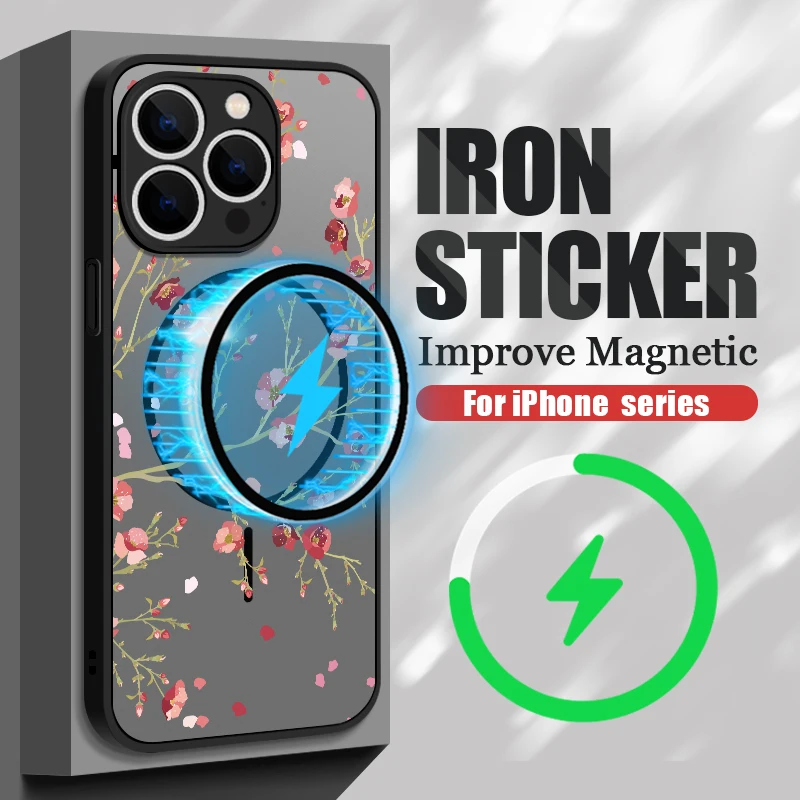 Durchscheinende, matte Handyhülle für iPhone 18, 17, 17e, 16, 15 Pro, 14, 13 Pro Max, mit Magsafe-Funktion, bunter Blumenmuster-Druck auf der Rückseite. – Detail 10