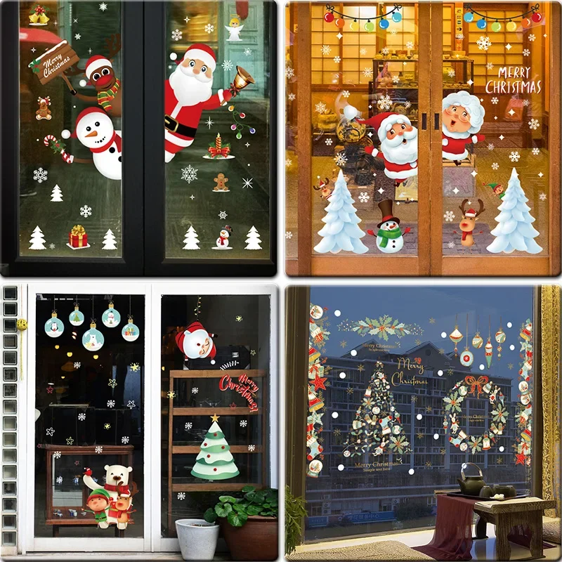 Christmas Wall Window Stickers Wedding Christmas Home Decoration 2024 Christmas Ornament Navidad Gift 2025 Happy New Year