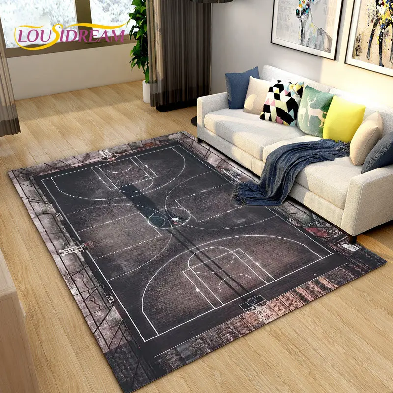 

3D Basketball Basketball Cour Area Rug,Carpet Rug for Living Room Bedroom Sofa Doormat Decoration,Kids Play Non-slip Floor Mat