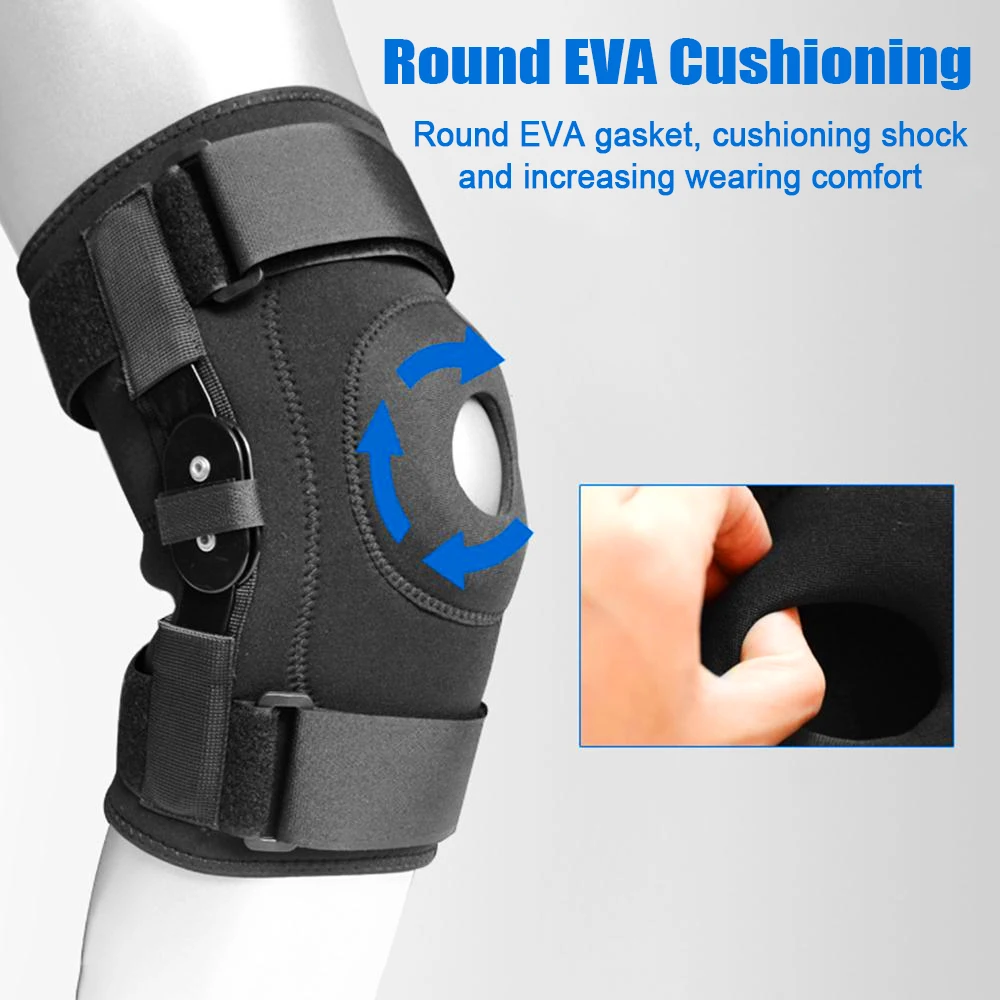 1Pair Hinged Knee Brace Open Patella Support Wrap Compression for Running,Sport Muscle Tear and Arthritis Joint-Adjustable Strap