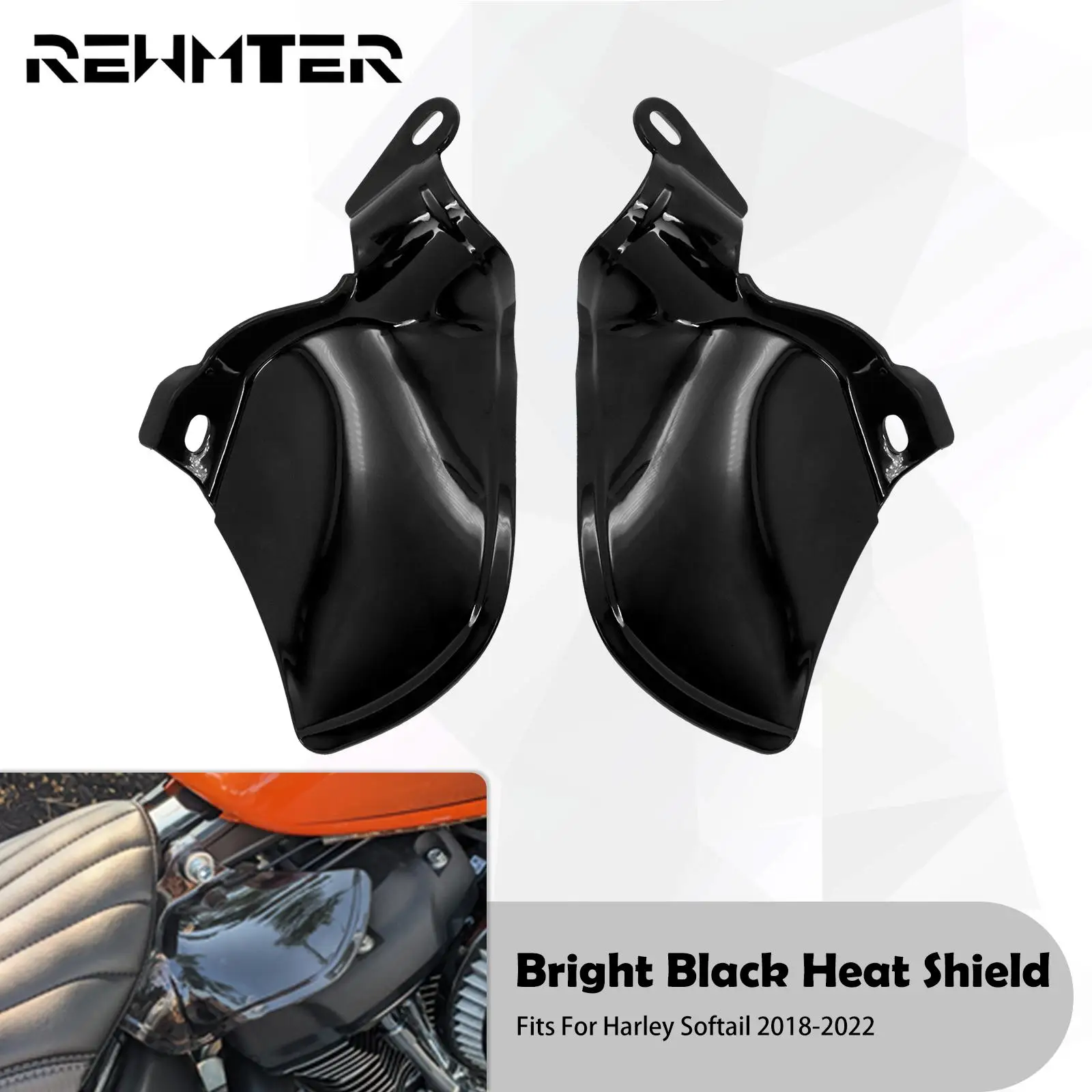 

Motorcycle Gloss Black Reflective Saddle Shields Air Heat Deflector For Harley Softail Breakout Fat Boy Slim Street Bob 18-2022