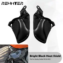 Motorcycle Gloss Black Reflective Saddle Shields Air Heat Deflector For Harley Softail Breakout Fat Boy Slim Street Bob 18-2022