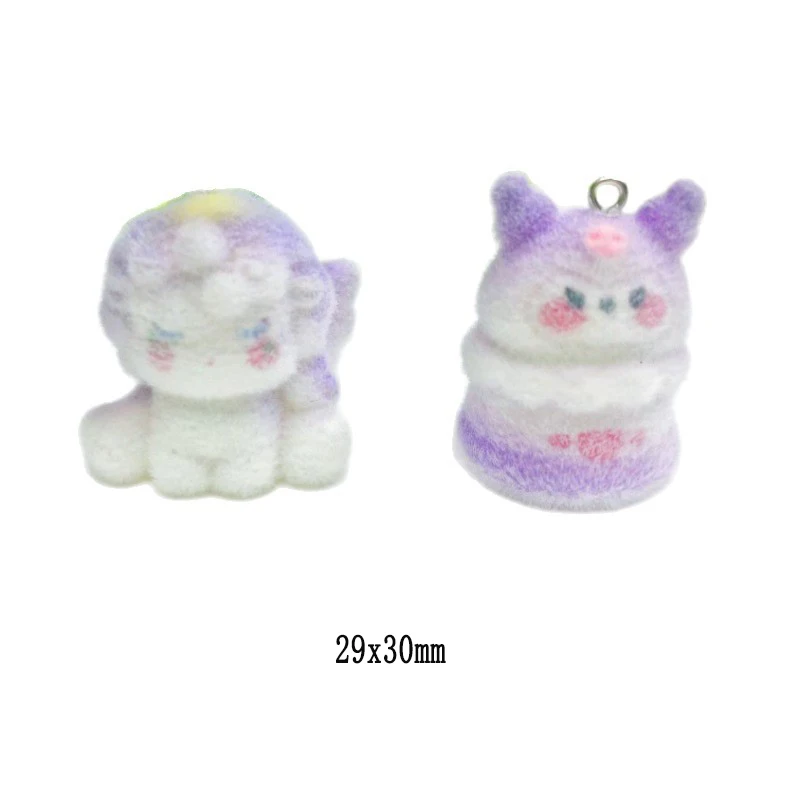 20pcs 3D Cartoon unicorn Charms Flocking resin Animal Pendants for Necklaces Keychain Bracelets DIY Jewelry make