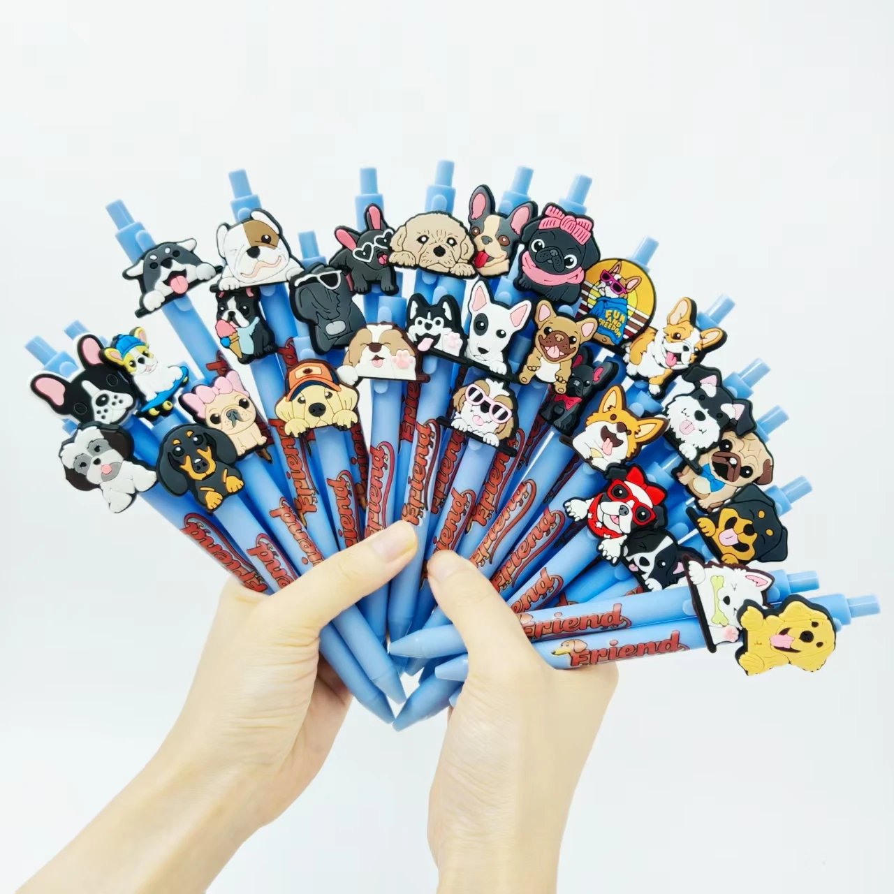

8pcs/15pcs cute pet dog styling patch pen sky blue pen printing ballpoint pen stationery office gift pen