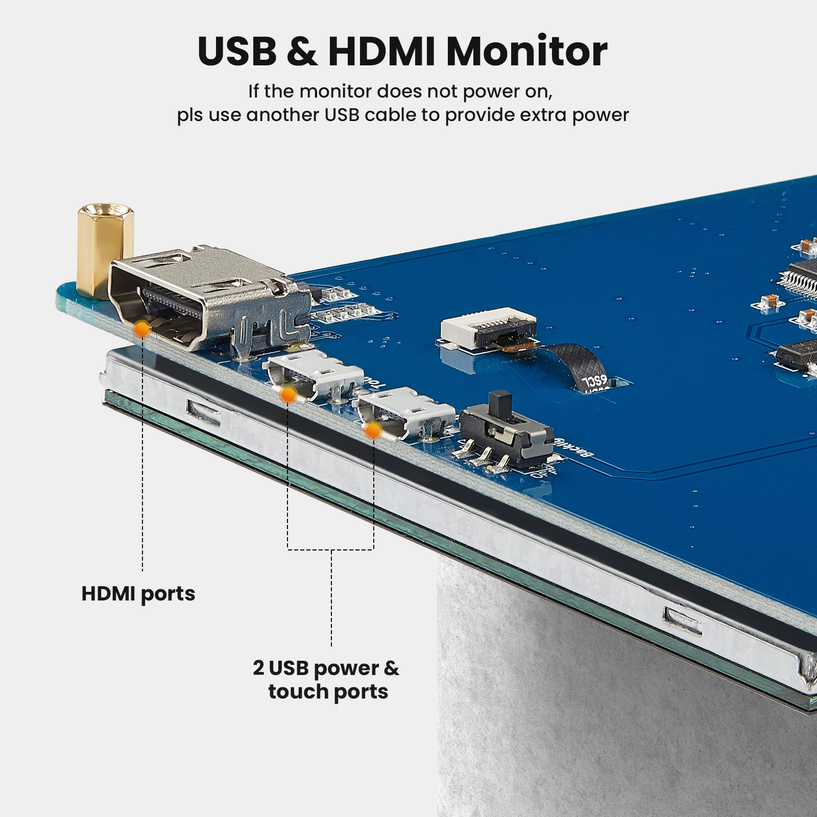 شاشة Raspberry Pi 4/3/2/1/B/B+/A+ مقاس 7 بوصات، شاشة لمس سعوية 1024 × 600 IPS ذات 5 نقاط متوافقة مع نظام التشغيل Windows 10/8/7، بدون محرك