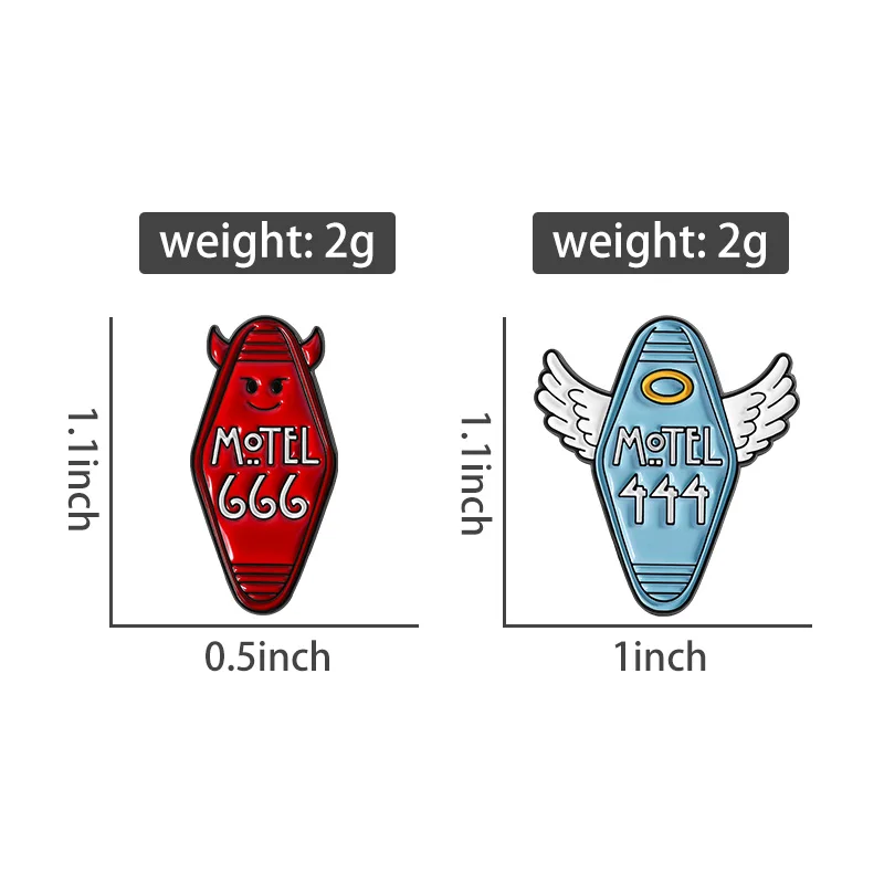Devil & Angel Number Brooch Enamel Pins Devil Motel 666 Angel 444 Brooches Decor Clothes Lapel Badge Funny Jewelry Friends Gift