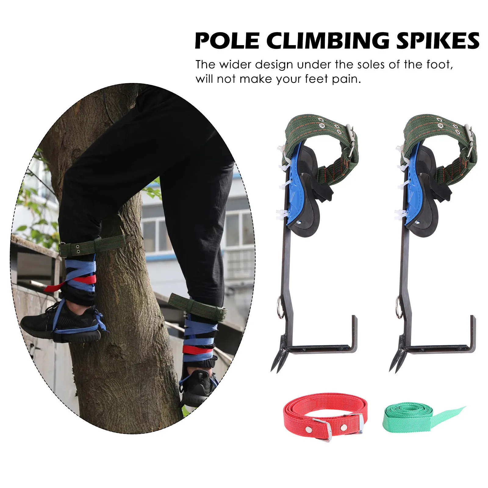 1Set Premium Iron Tree Climbing Spikes Shoes High Strength Wear Resistant Long Serving Life Tree Climbing Gear for Outdoor Use