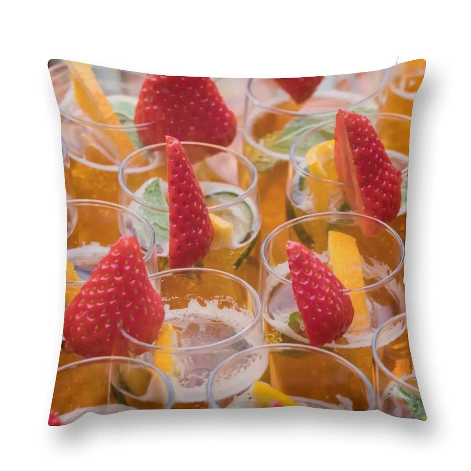 Pimms and Strawberry Drink Throw Pillow Decorative Pillow Covers For Sofa pillows decor home christmas pillow case