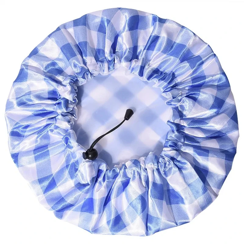 New Adjustable Enlarged Shower Cap Female Baked Oil Satin Waterproof Bath Cap Kitchen Shower Cap