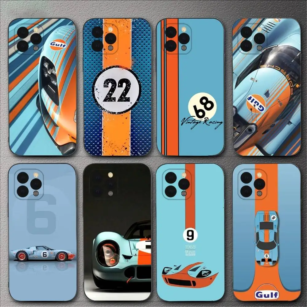 

Star G-Gulf Ra-cing Car Phone Case For iPhone 16,15,14,13,12,11,XS,XR,X,8,7,Pro,Max,Plus,mini Silicone Black Cover