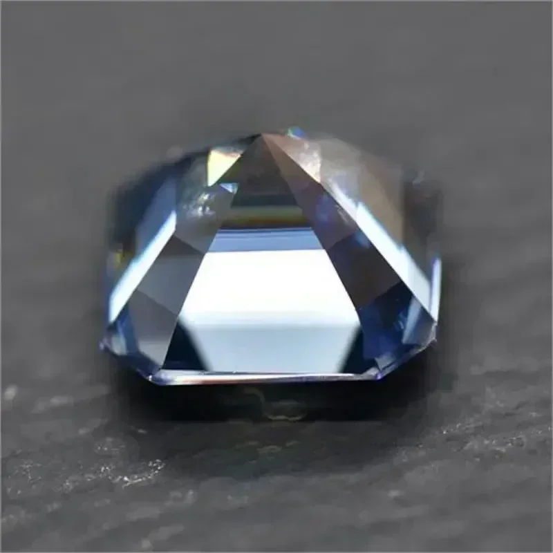 Moissanite Stone Sapphire Blue Asscher Cut with GRA Certificate Pass Diamond Tester for Gemstone Charms Jewelry Making Materials