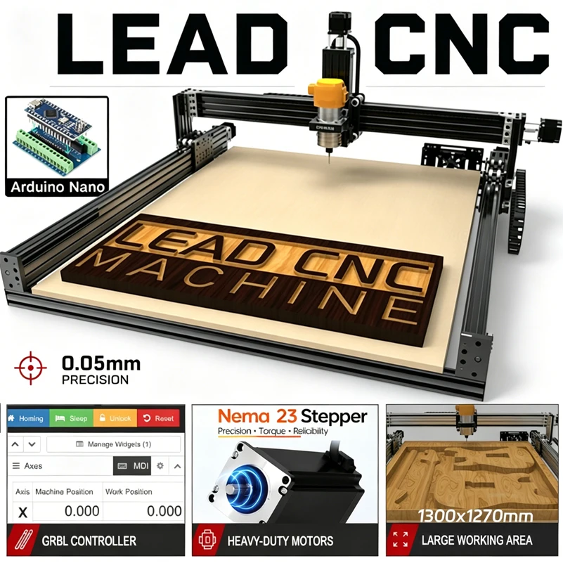 OpenBuilds LEAD CNC Engraver Full Kit USB WiFi GRBL Control 4-Axis Screw Driven CNC Router Machine for Wood Metal Acrylic Cuttin