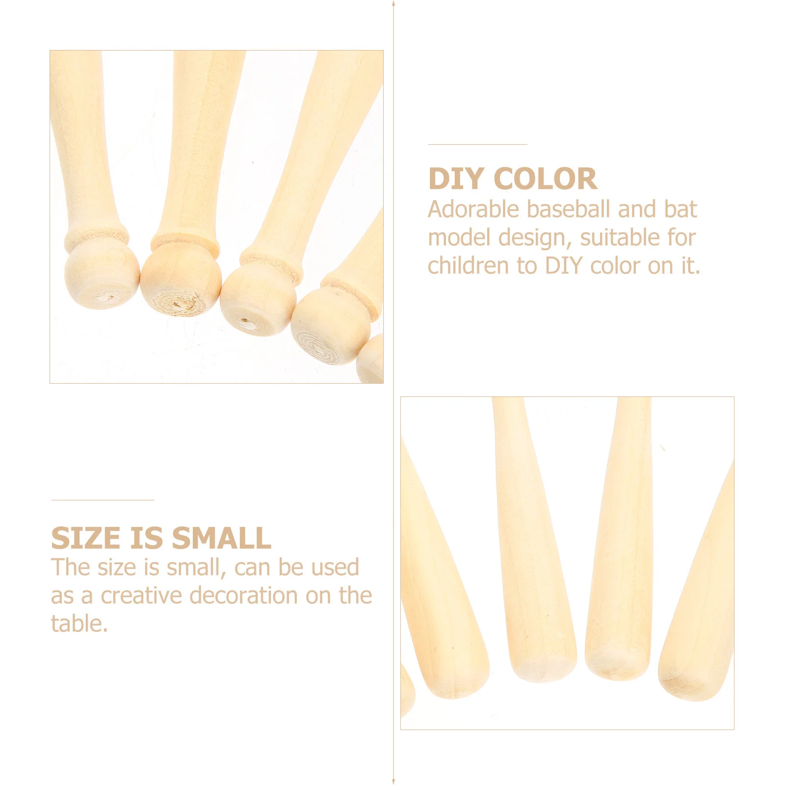 

20pcs Mini Baseball Bat Wood Crafts Unfinished Kids DIY Projects Realistic Shape Smooth Touch No Burrs Baseball Party Favors