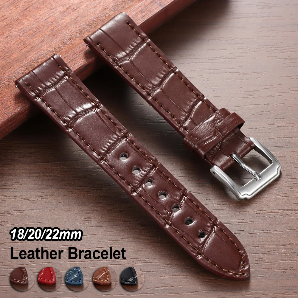 

Vintage Brown Black Leather Watch Strap 18mm 20mm 22mm Watch Band for Seiko for Omega Women Men Universal Quick Release Bracelet