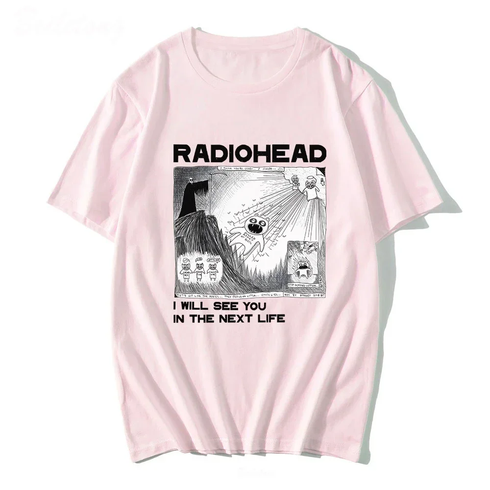 Summer New Plus Size Tshirt for CouplesHot Radiohead T Shirt Rock Band Vintage Music Fans Men Women Tees Short Sleeve Clothing