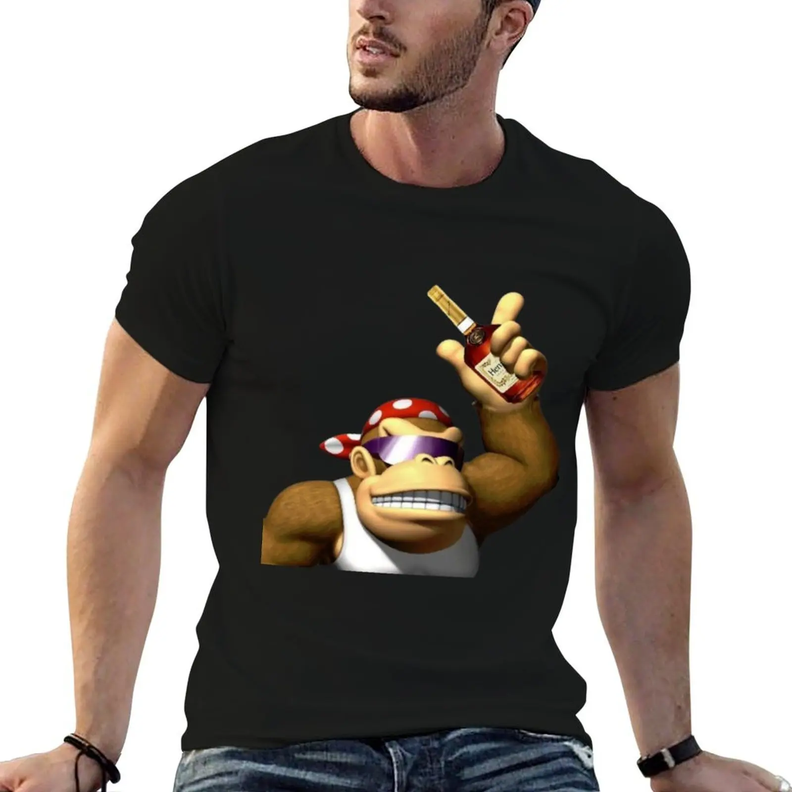 

funky kong holding a bottle of henny T-Shirt t shirt man designer man t shirt designer graphic t shirts for man T-shirt