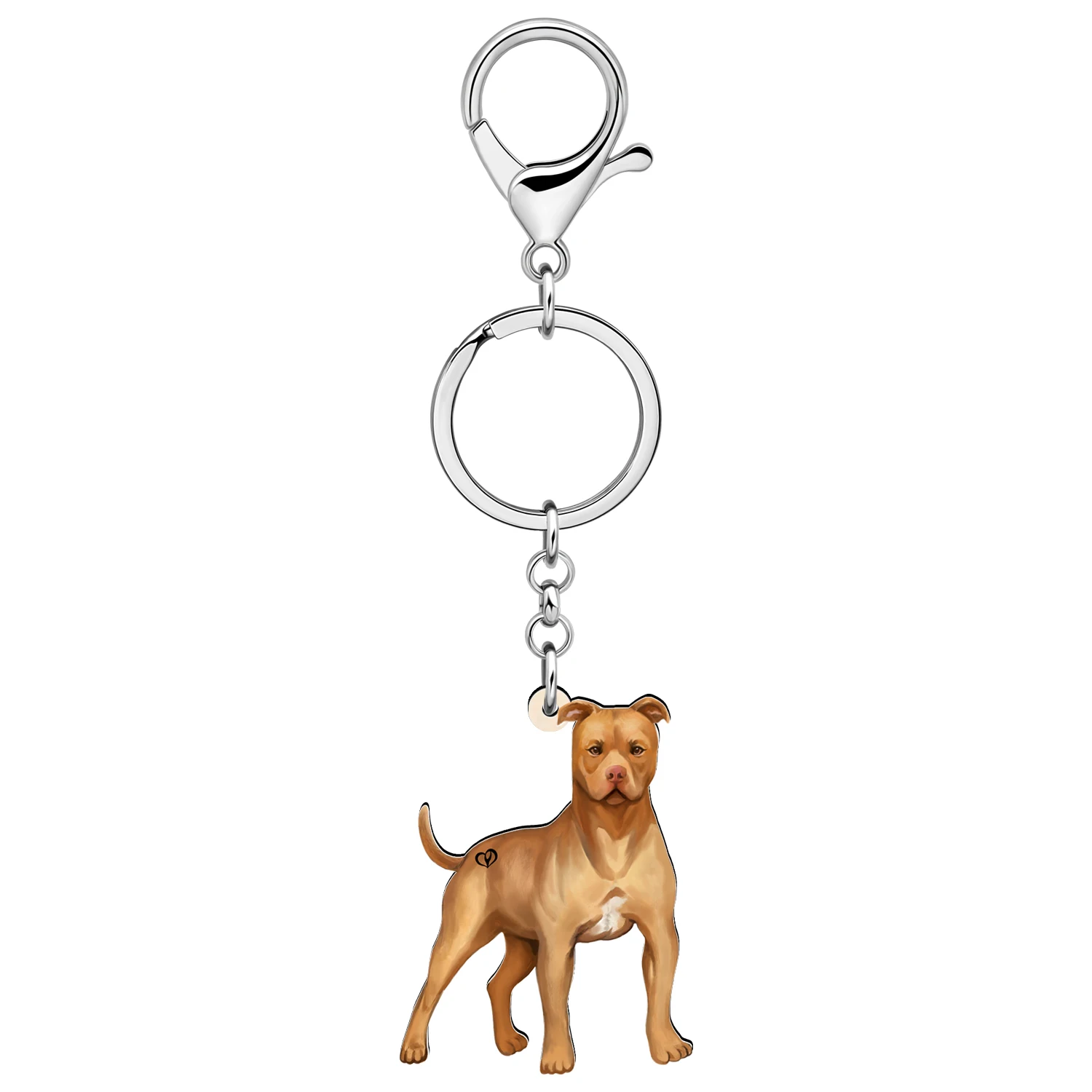 WEVENI Acrylic Pit Bull Terrier Doggy Puppy Key Chains Novelty Purse Bag Pets Keychains Key Ring Jewelry Gifts For Women Kids