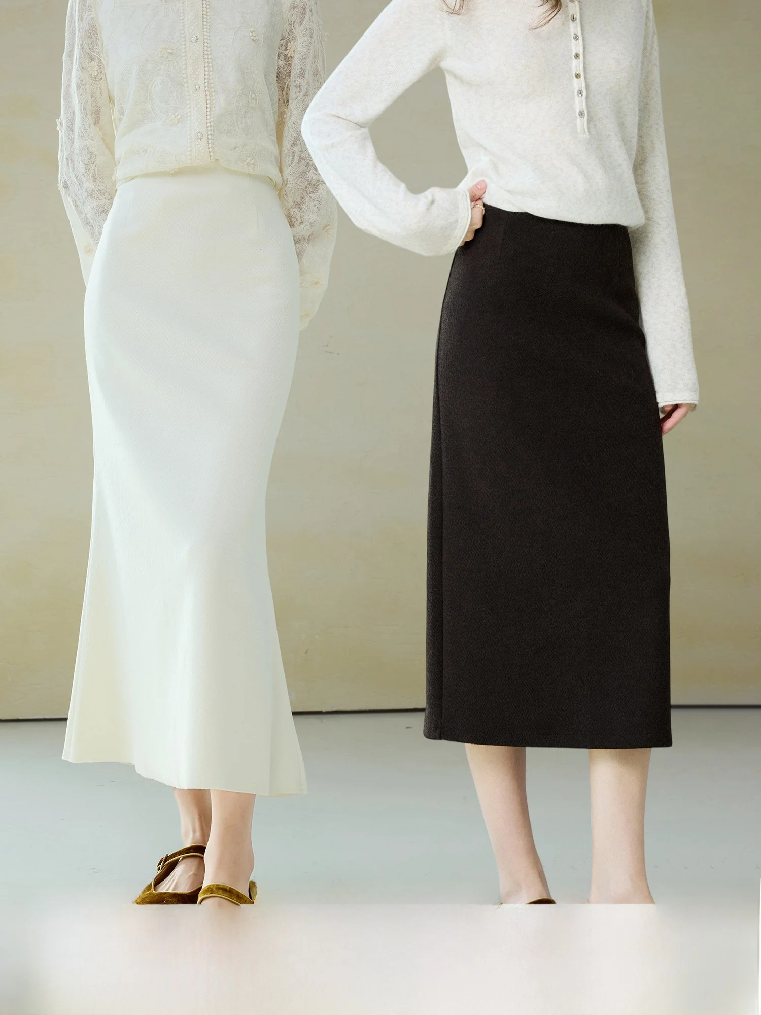 

Женская длинная юбка-фискальдот из тонкой шерстяной ткани для весны, приталенная, для повседневной носки, модная