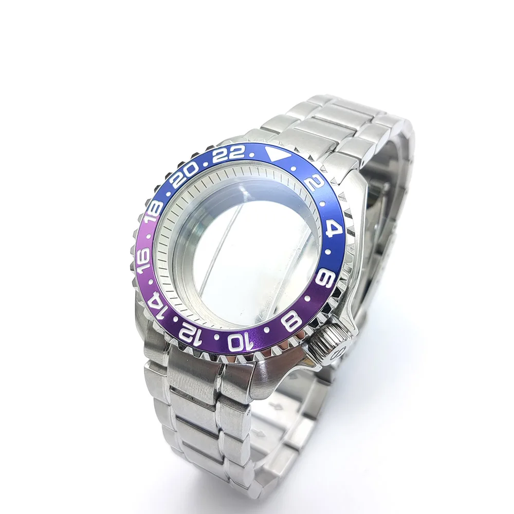 42mm Silver NH35 Watch Case Top Waterproof Sapphire Crysta For nh35 nh36 Automatic MovementSapphire Crystal Transparent Back