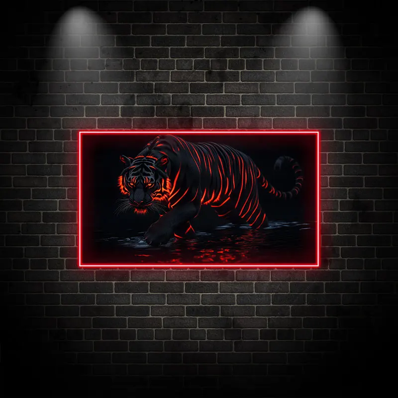 Fierce Tiger Neon LED Light, Striking Jungle Predator Wall Art for Home Decor, Bold and Luminous Design, Perfect for Living Room