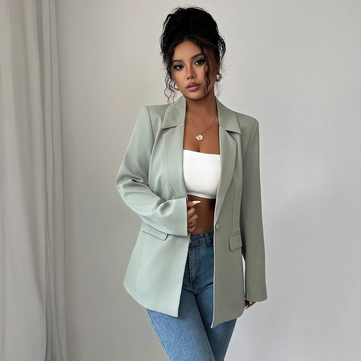 Elegant High-end Style Long-sleeved Solid Color Women's Blazer 2026 Spring-summer Women's Clothing Summer Maxi Dress Sexy