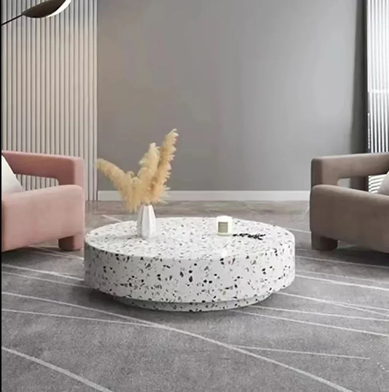 

Italian Style Light Luxury Terrazzo Coffee Table Living Room Home Modern Minimalist Advanced Artistic round Tea Table