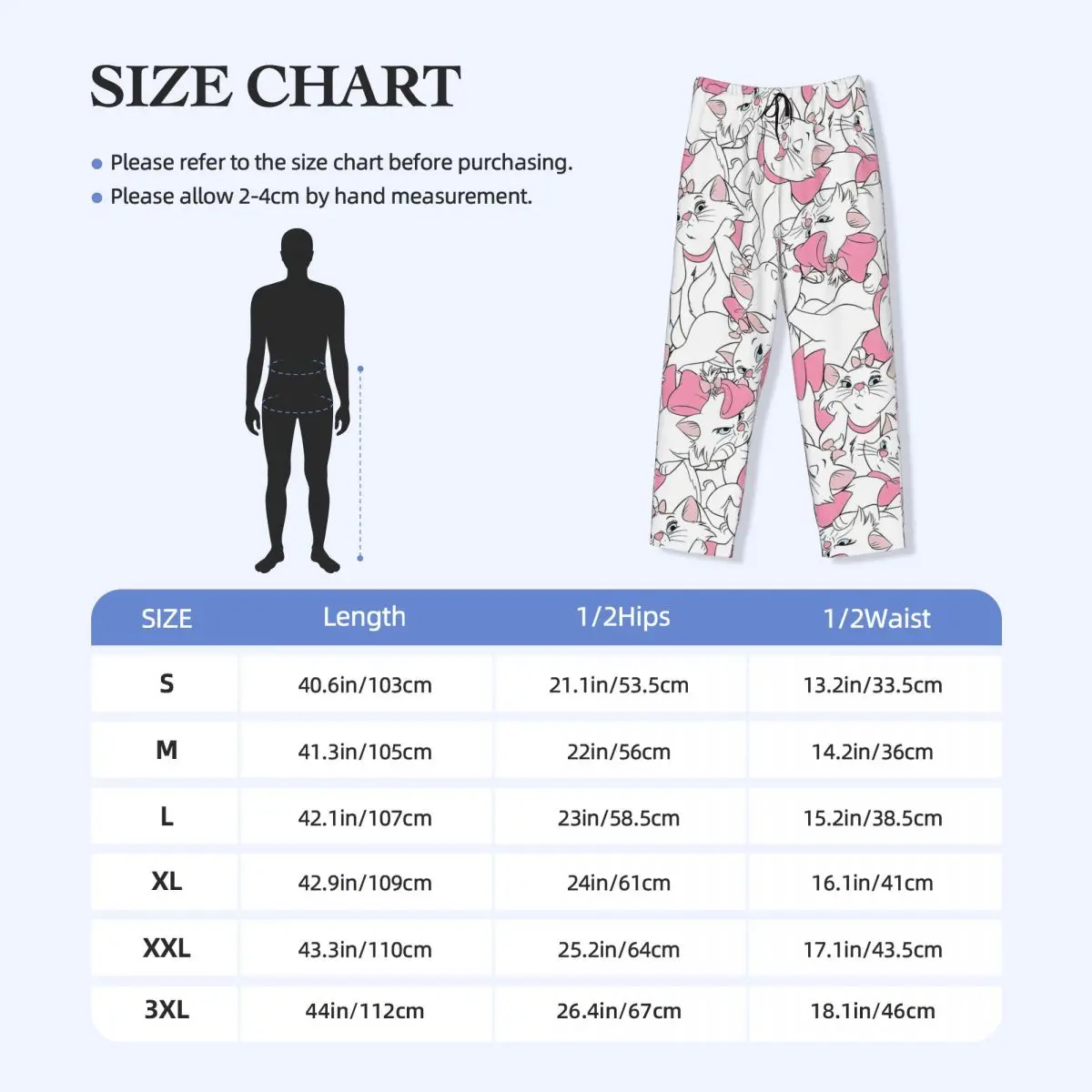 Custom Men Marie Cat Pajama Pants Printed Animation Sleep Sleepwear Bottoms with Pockets