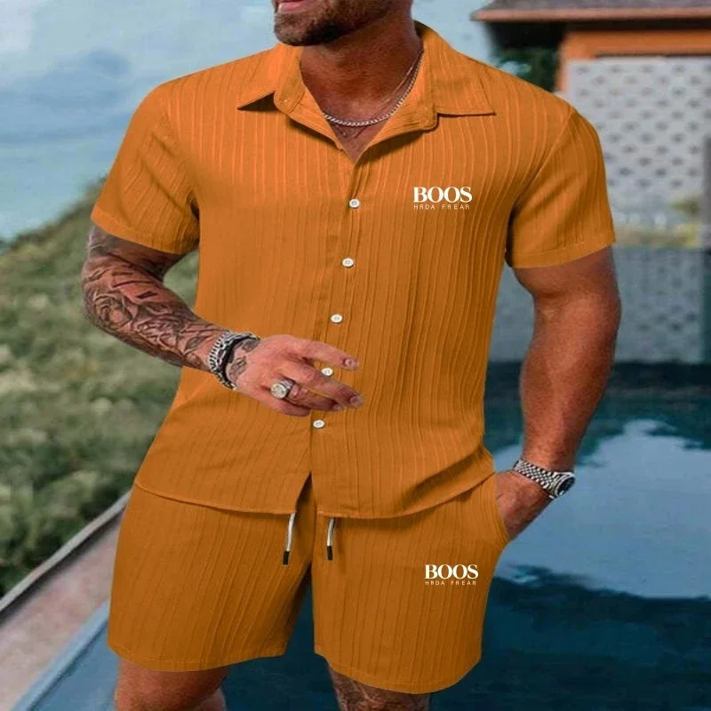 Spring and Summer New Embroidered Short Sleeved Shorts Casual Sports Suit Men's Fashionable Casual Multifunctional Beach Suit To