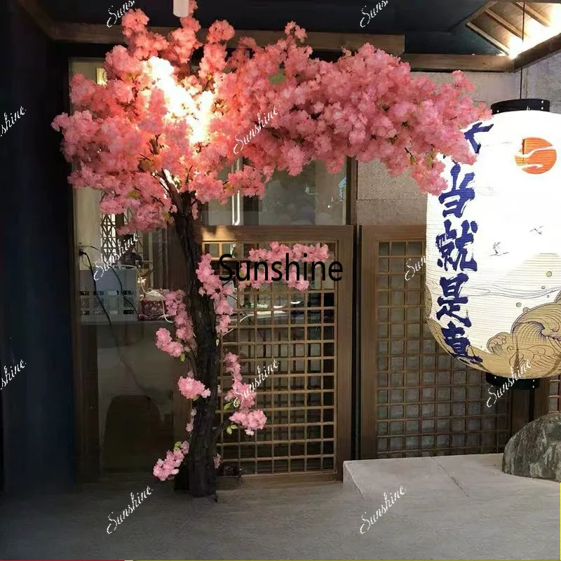 Simulation cherry blossom tree fake peach blossom wishing tree shopping mall lobby fake tree floor ornament