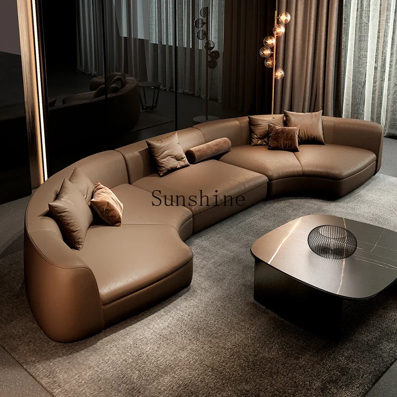 The first layer of cowhide semicircle living room Italian minimalist high-end atmospheric sofa