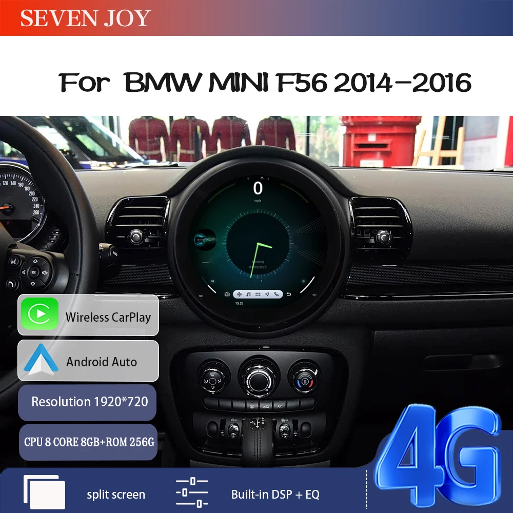

Android 13 For BMW Mini Cooper F56 20014-2016 OLD TO NEW Auto Carplay Car Navigation Stereo Multimedia Player 256GB GPS