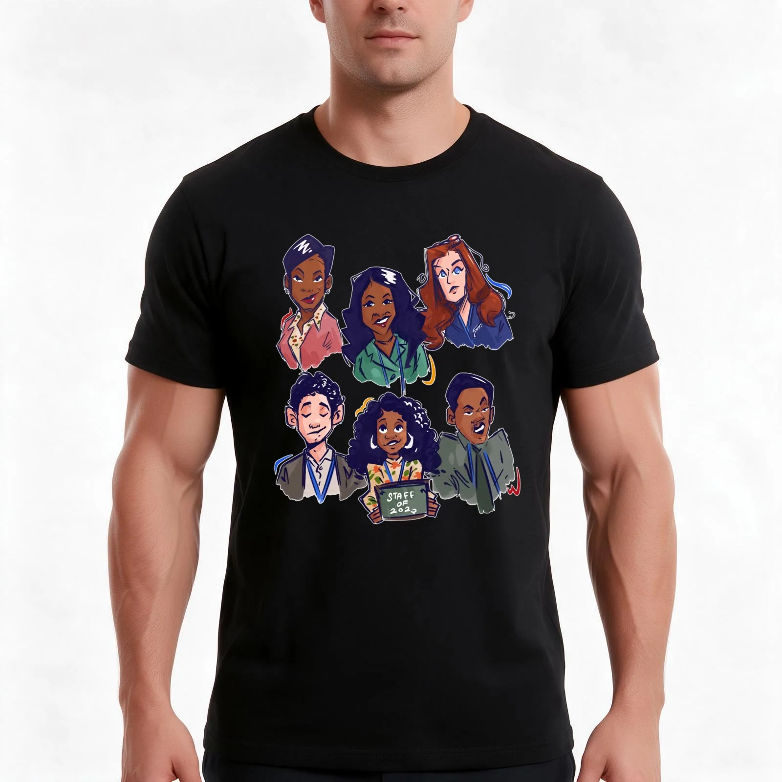 Abbott Elementary Characters Animation Funny T-Shirt, Classic Crew Neck Shirt, Breathable Cotton Everyday Tee