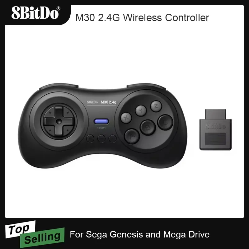 8BitDo M30 وحدة تحكم يد تحكم لاسلكية 2.4G لأجهزة Sega Genesis وSega Mega Drive الأصلية - Sega Genesis