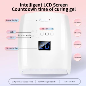 UV Led Light เครื่องเป่าเล็บเจลแบบชาร์จไฟได้ UV Led Nail Lamp Professional ชาร์จใหม่ได้