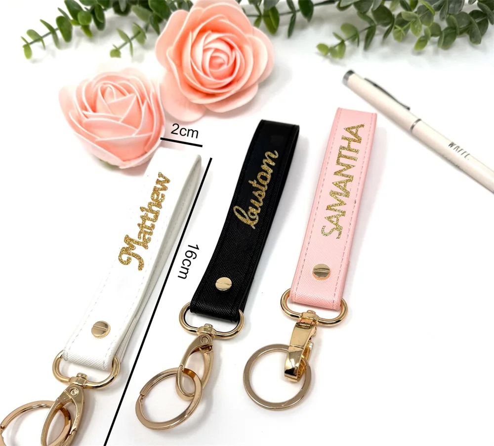Custom Keychain Personalized Gold Glitter Paper Glitter Confetti Name Keychain Wrist Strap Bridesmaid Gift Custom Key Chain