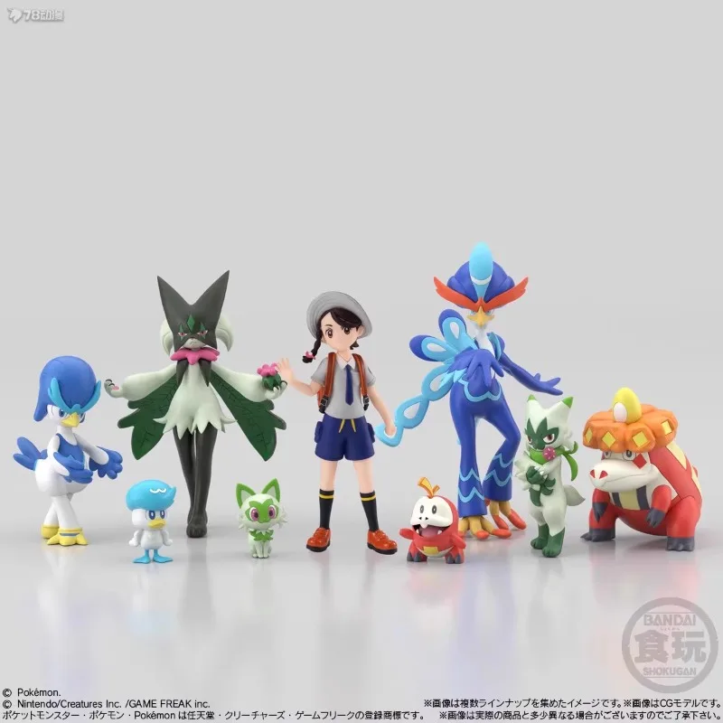 Original Bandai Pokemon Rescale World Units Gashapon Anime Figurine น่ารัก Mini Pardia New Leaf Cat Action Figure ของเล่นแคปซูล