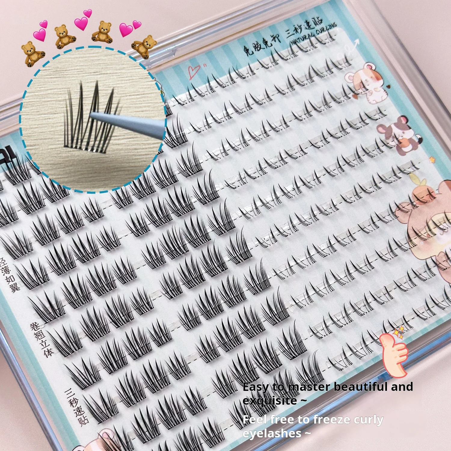 Künstliche Wimpern, großes Volumen, Wimperncluster, Ober- und Unterwimpern-Kombi-Set, natürlich, flauschig, wiederverwendbar, kein Kleber, selbstklebende DIY-Wimpern