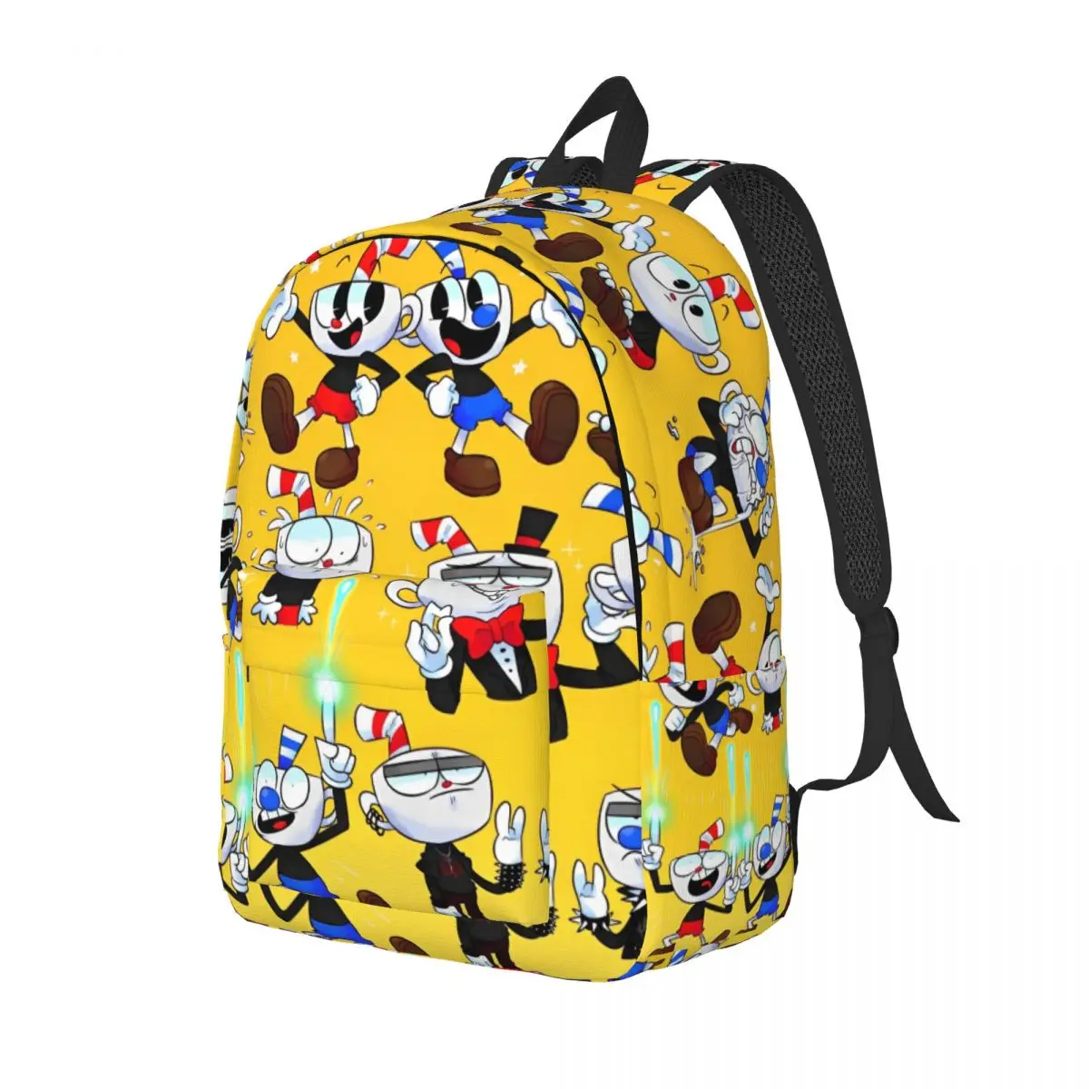 Cuphead And Mugman-mochila de lona para hombre y mujer, morral de viaje para estudiantes de secundaria primaria, juego de tiro